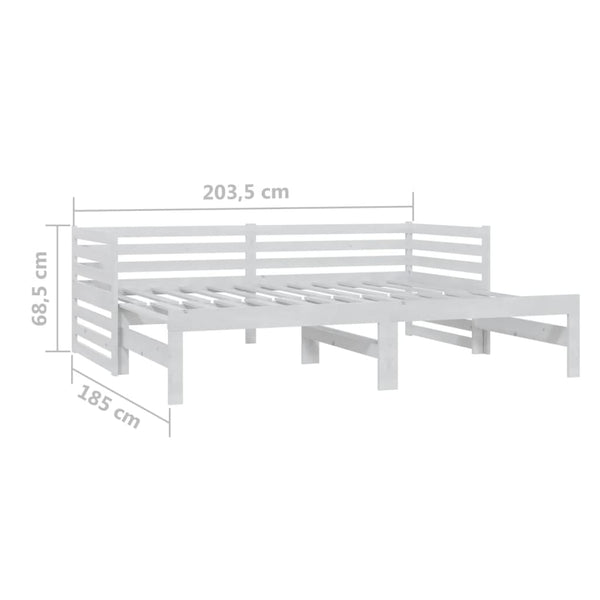 Weißes ausziehbares Tagesbett Vinesiu 90x200cm (Kiefer 2x)