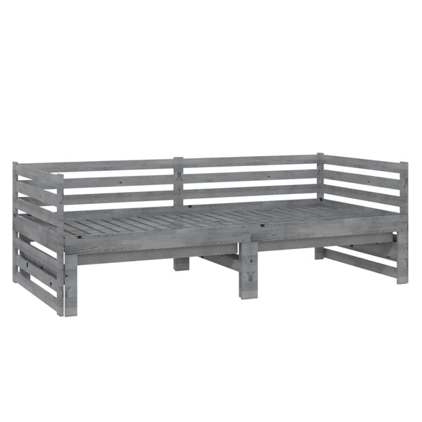 Graues Tagesbett ausziehbar Vinesiu 90x200cm (Kiefer 2x)