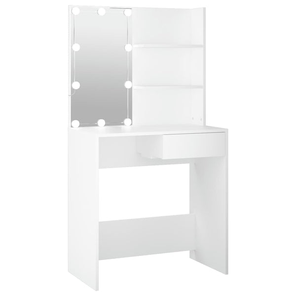 Schminktisch Flintoaca mit LED-Leuchten weiß 74,5x40x141cm