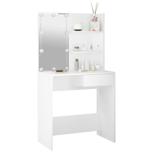 Schminktisch Flintoaca mit LED-Leuchten weiß 74,5x40x141cm
