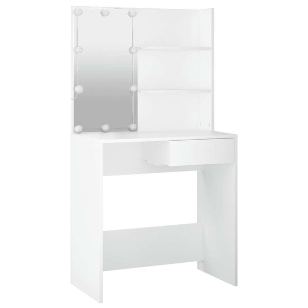 Schminktisch Flintoaca mit LED-Leuchten weiß 74,5x40x141cm
