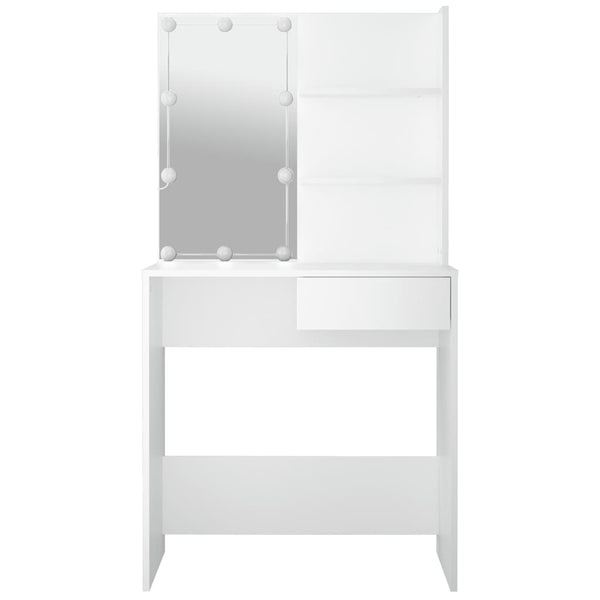 Schminktisch Flintoaca mit LED-Leuchten weiß 74,5x40x141cm
