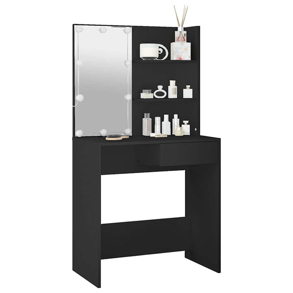 Schwarzer Schminktisch mit LED-Beleuchtung Flintoaca 74,5x40x141cm
