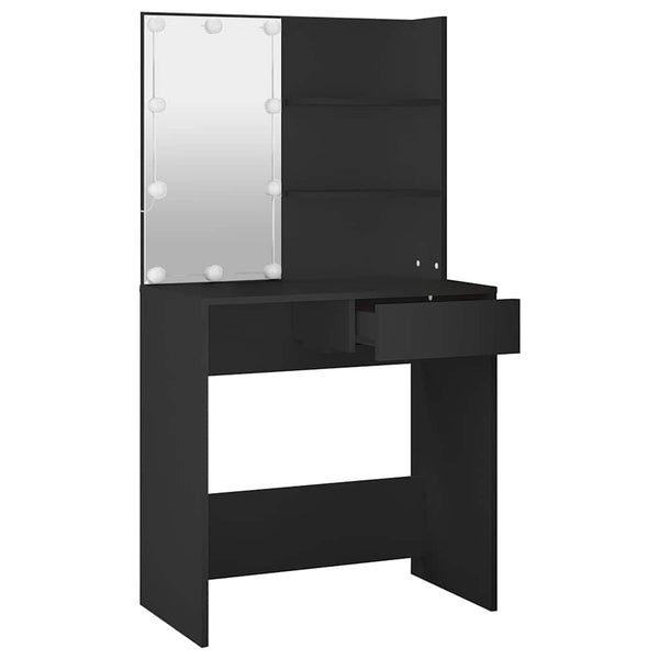 Schwarzer Schminktisch mit LED-Beleuchtung Flintoaca 74,5x40x141cm