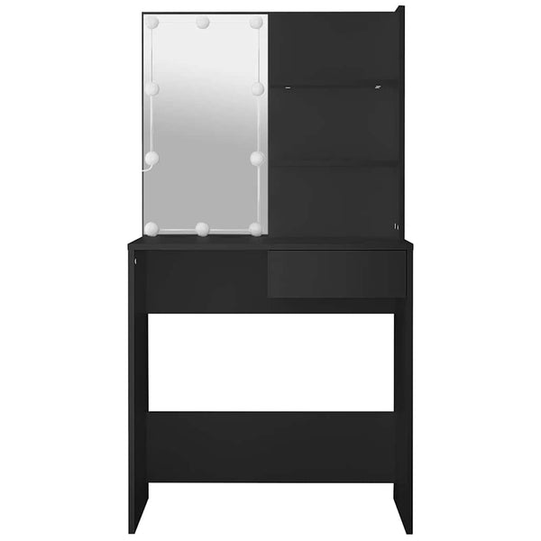 Schwarzer Schminktisch mit LED-Beleuchtung Flintoaca 74,5x40x141cm