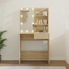 Sonoma-Eiche Schminktisch mit LED-Beleuchtung Flintoaca 74,5x40x141cm (Holz)