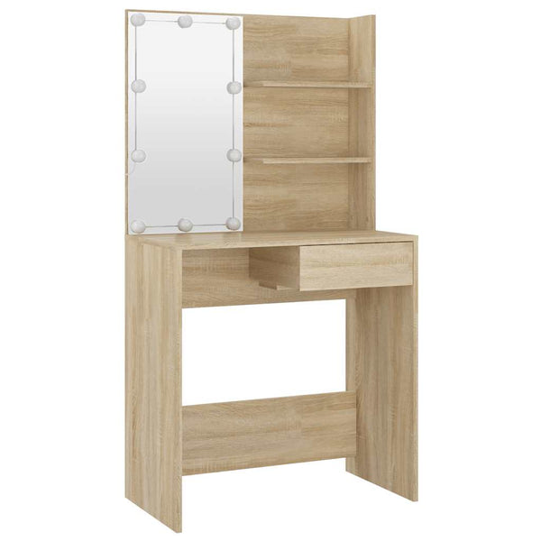 Sonoma-Eiche Schminktisch mit LED-Beleuchtung Flintoaca 74,5x40x141cm (Holz)