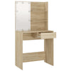 Sonoma-Eiche Schminktisch mit LED-Beleuchtung Flintoaca 74,5x40x141cm (Holz)
