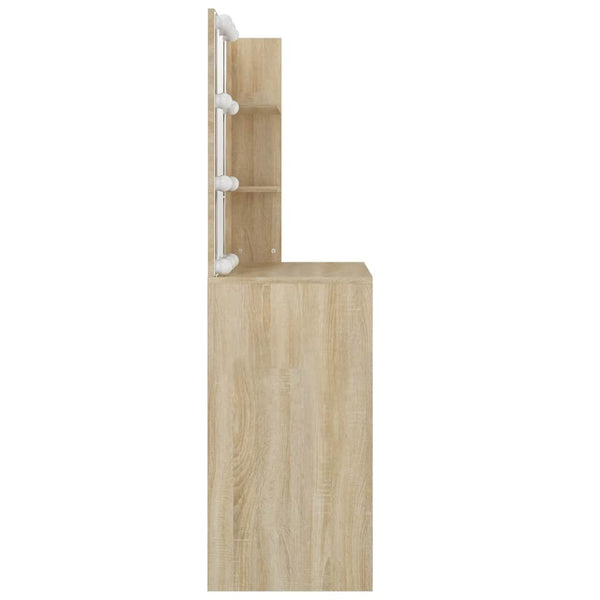 Sonoma-Eiche Schminktisch mit LED-Beleuchtung Flintoaca 74,5x40x141cm (Holz)