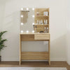 Sonoma-Eiche Schminktisch mit LED-Beleuchtung Flintoaca 74,5x40x141cm (Holz)