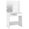 Flintoaca weißer Spiegeltisch mit LED-Leuchten 74,5x40x141cm