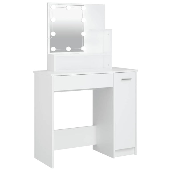 Weißer Schminktisch mit LED-Beleuchtung Gioni 86,5x35x136cm