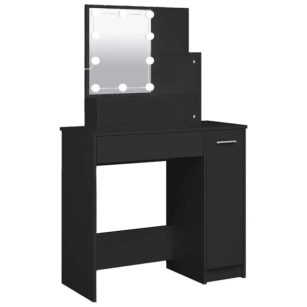 Schwarzer Schminktisch mit LED-Beleuchtung Gioni 86,5x35x136cm