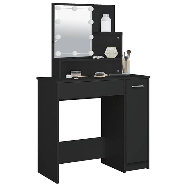 Schwarzer Schminktisch mit LED-Beleuchtung Gioni 86,5x35x136cm