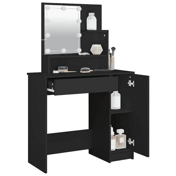 Schwarzer Schminktisch mit LED-Beleuchtung Gioni 86,5x35x136cm