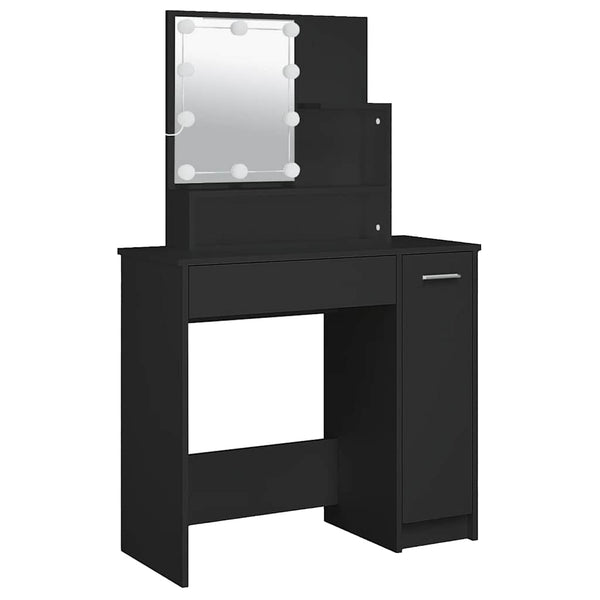 Schwarzer Schminktisch mit LED-Beleuchtung Gioni 86,5x35x136cm
