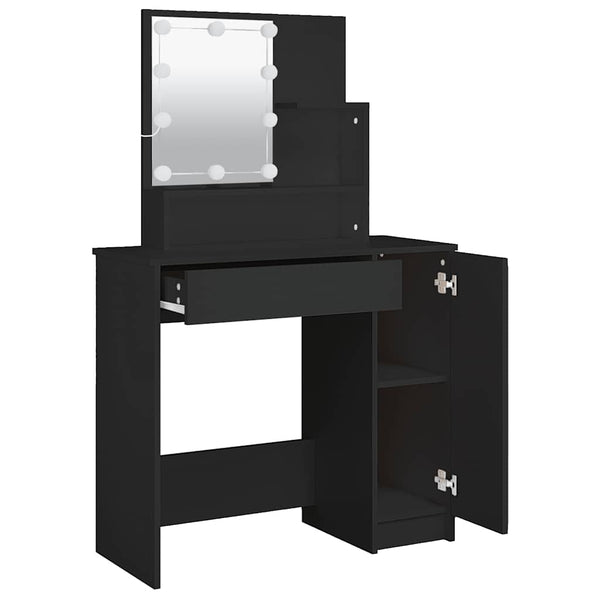 Schwarzer Schminktisch mit LED-Beleuchtung Gioni 86,5x35x136cm