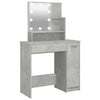 Betongrauer Schminktisch mit LED-Beleuchtung Gioni 86,5x35x136cm