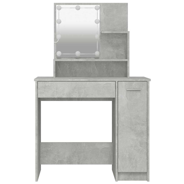 Betongrauer Schminktisch mit LED-Beleuchtung Gioni 86,5x35x136cm