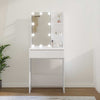 Weißer Corci Schminktisch mit LED-Beleuchtung, Maße 60x40x140cm