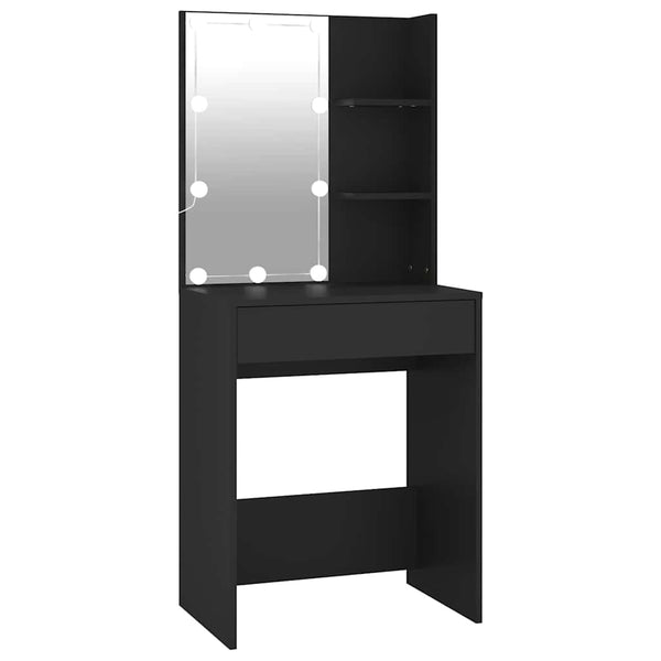 Schwarzer Schminktisch mit LED-Beleuchtung Corci 60x40x140cm