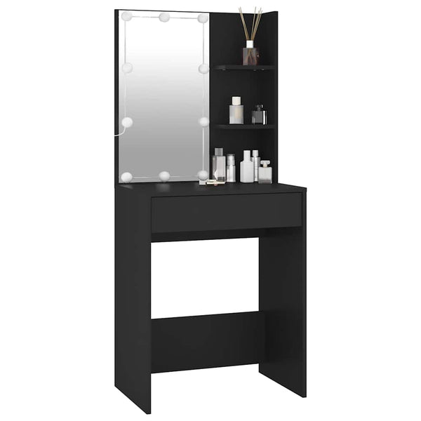 Schwarzer Schminktisch mit LED-Beleuchtung Corci 60x40x140cm