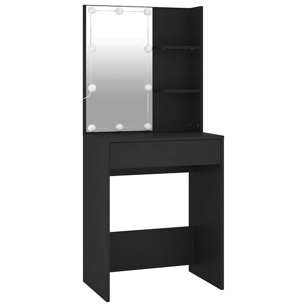 Schwarzer Schminktisch mit LED-Beleuchtung Corci 60x40x140cm