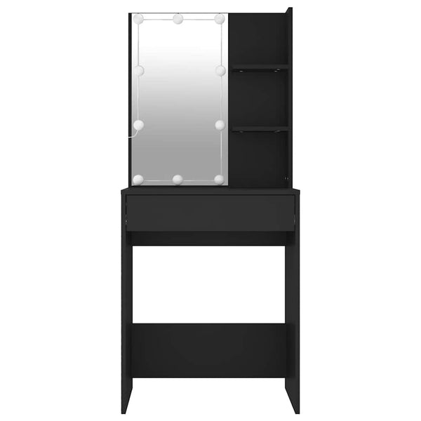 Schwarzer Schminktisch mit LED-Beleuchtung Corci 60x40x140cm