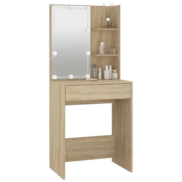 Frisiertisch Sonoma-Eiche mit LED-Beleuchtung Corci 60x40x140cm