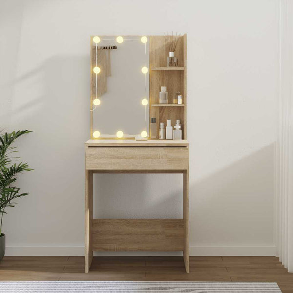 Frisiertisch Sonoma-Eiche mit LED-Beleuchtung Corci 60x40x140cm