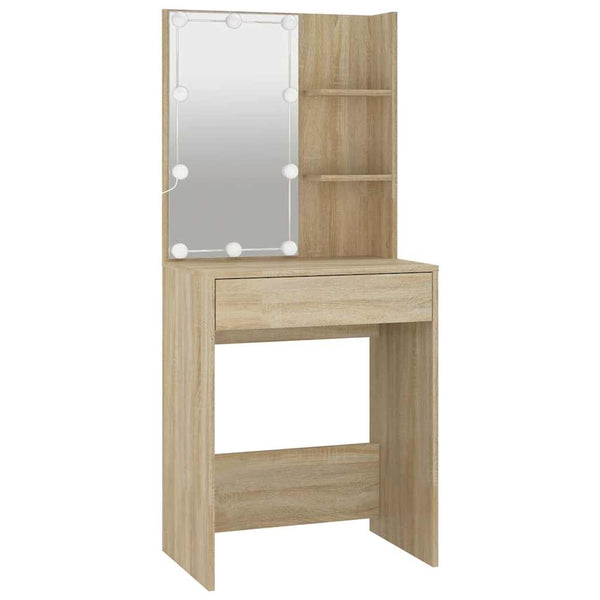 Frisiertisch Sonoma-Eiche mit LED-Beleuchtung Corci 60x40x140cm