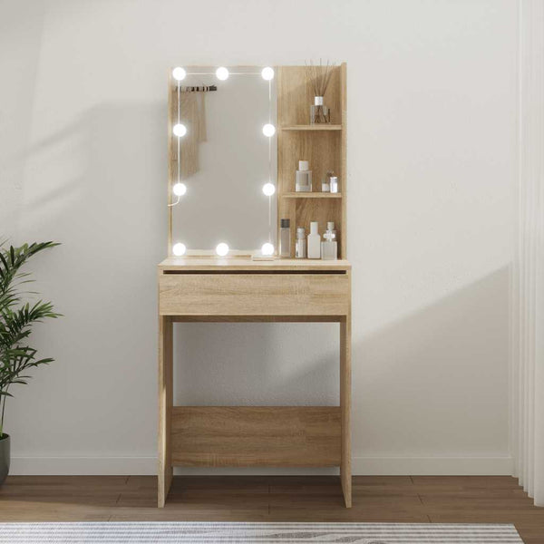 Frisiertisch Sonoma-Eiche mit LED-Beleuchtung Corci 60x40x140cm