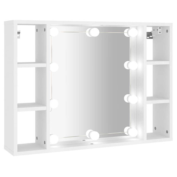 Weißer Spiegelschrank mit LED-Beleuchtung Sergie 76x15x55cm