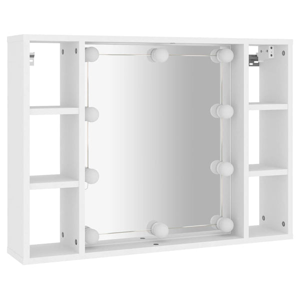 Weißer Spiegelschrank mit LED-Beleuchtung Sergie 76x15x55cm
