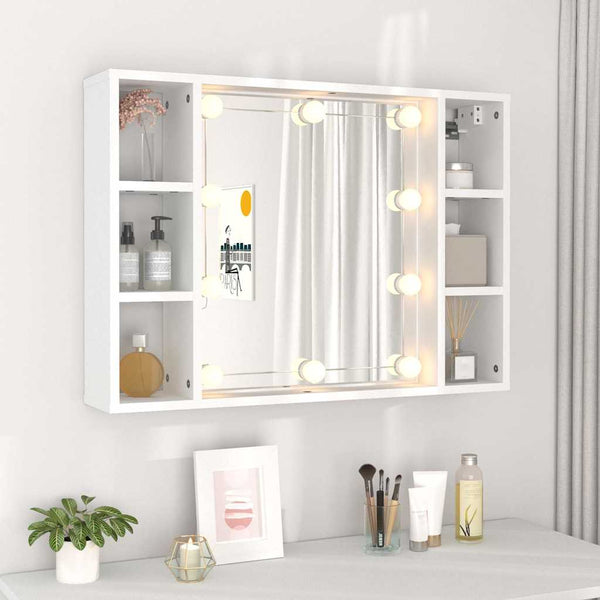 Weißer Spiegelschrank mit LED-Beleuchtung Sergie 76x15x55cm