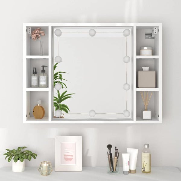 Weißer Spiegelschrank mit LED-Beleuchtung Sergie 76x15x55cm
