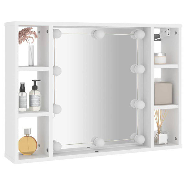 Weißer Spiegelschrank mit LED-Beleuchtung Sergie 76x15x55cm