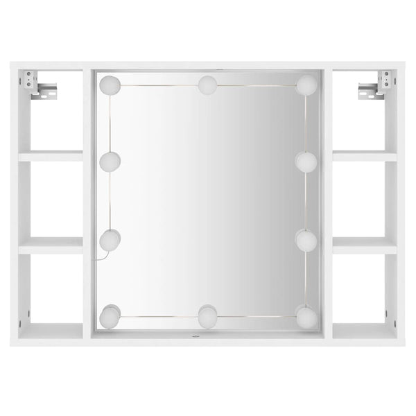Weißer Spiegelschrank mit LED-Beleuchtung Sergie 76x15x55cm