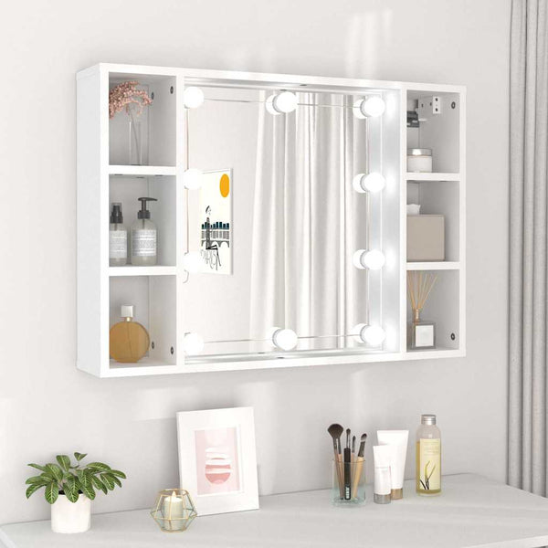 Weißer Spiegelschrank mit LED-Beleuchtung Sergie 76x15x55cm