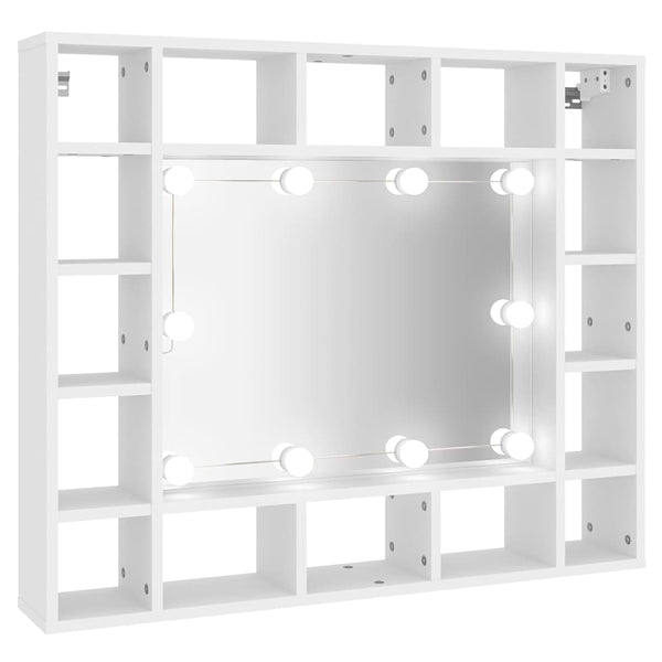 Weißer Spiegelschrank mit LED-Beleuchtung Zornela 91x15x76,5cm