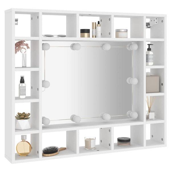 Weißer Spiegelschrank mit LED-Beleuchtung Zornela 91x15x76,5cm
