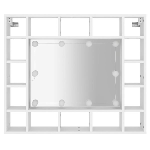 Weißer Spiegelschrank mit LED-Beleuchtung Zornela 91x15x76,5cm