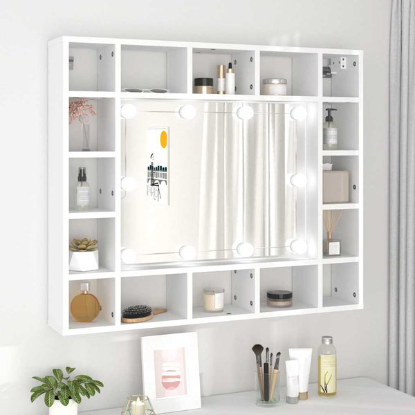 Weißer Spiegelschrank mit LED-Beleuchtung Zornela 91x15x76,5cm