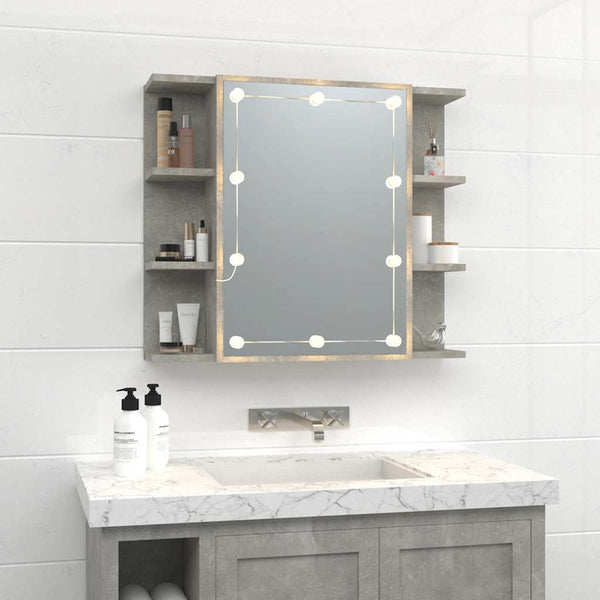 Spiegelwandschrank betongrau mit LED-Beleuchtung Roby 70x16,5x60cm