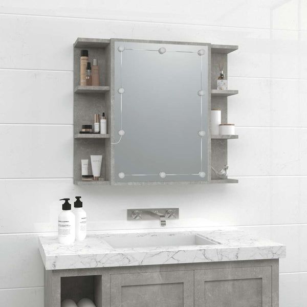 Spiegelwandschrank betongrau mit LED-Beleuchtung Roby 70x16,5x60cm
