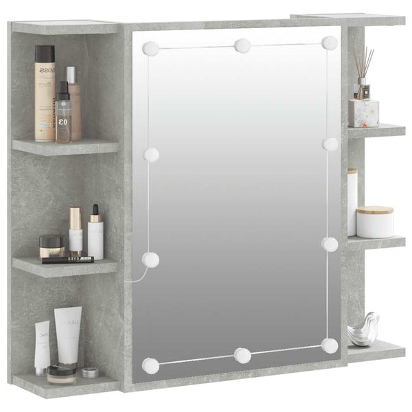 Spiegelwandschrank betongrau mit LED-Beleuchtung Roby 70x16,5x60cm