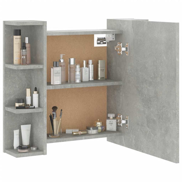 Spiegelwandschrank betongrau mit LED-Beleuchtung Roby 70x16,5x60cm