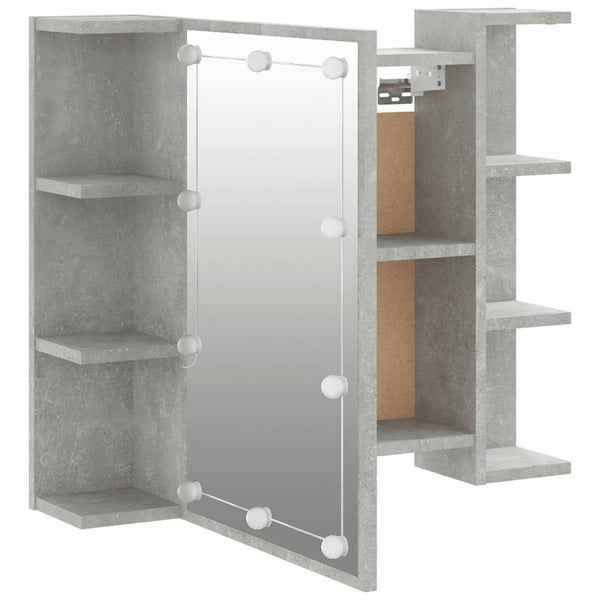 Spiegelwandschrank betongrau mit LED-Beleuchtung Roby 70x16,5x60cm