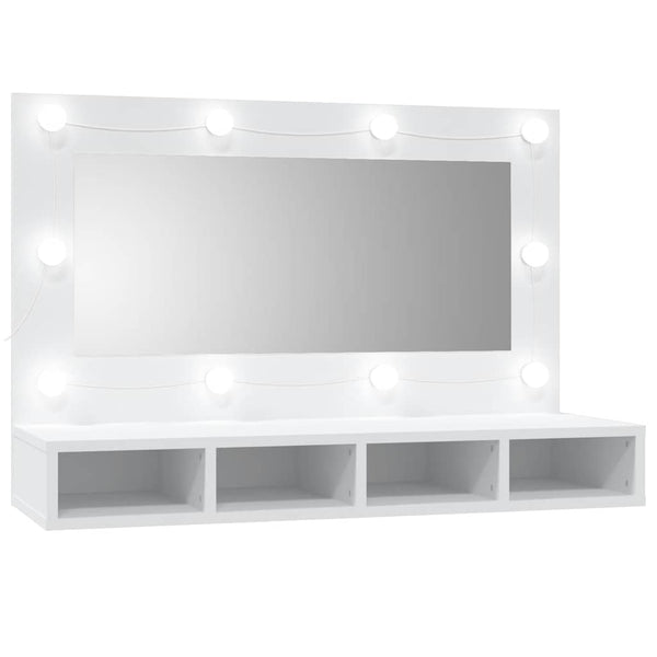 Weißer Spiegelschrank Mariusiana mit LED-Beleuchtung 90x31,5x62cm