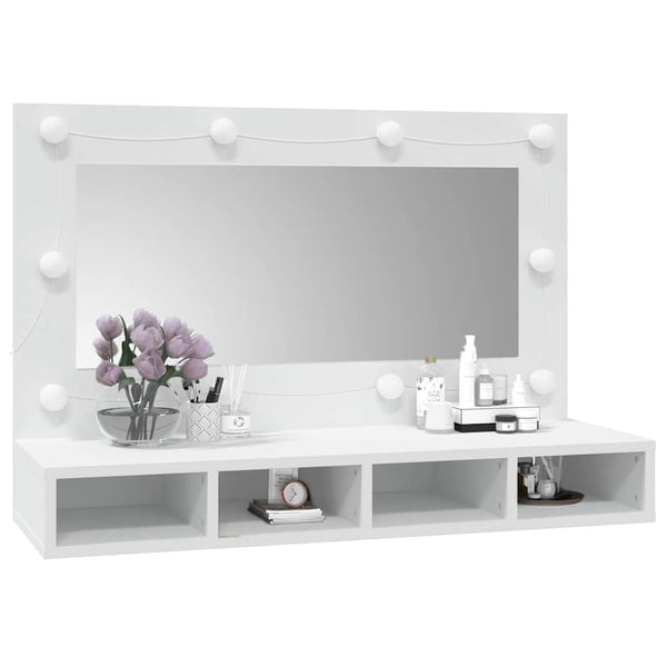 Weißer Spiegelschrank Mariusiana mit LED-Beleuchtung 90x31,5x62cm